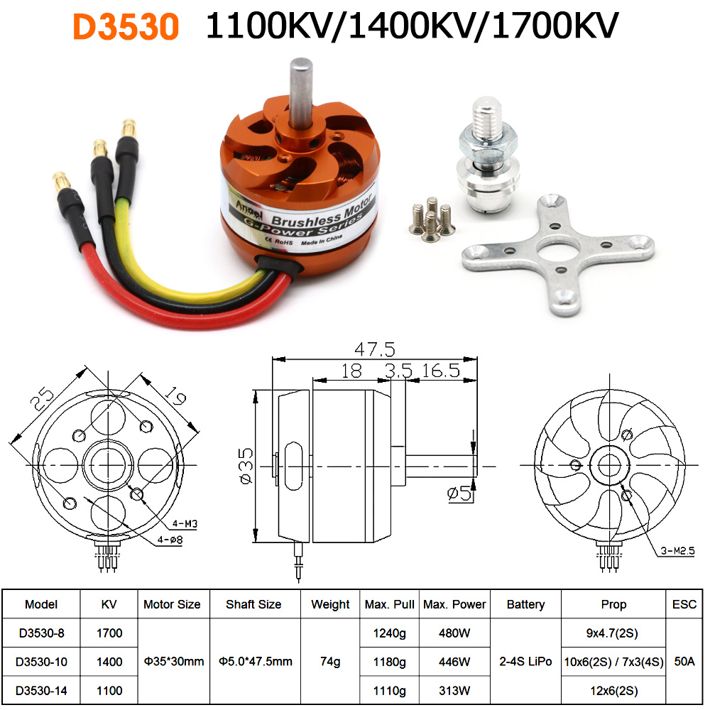 محرك بدون فرشاة D3530 1100KV 1 - مراجعة Rc Helicopter Mini وسعره